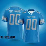 Printed Customized Blue Gray Gray Football Jersey