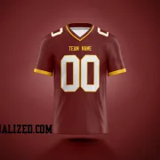 Printed Customized Burgundy White Yellow Football Jersey