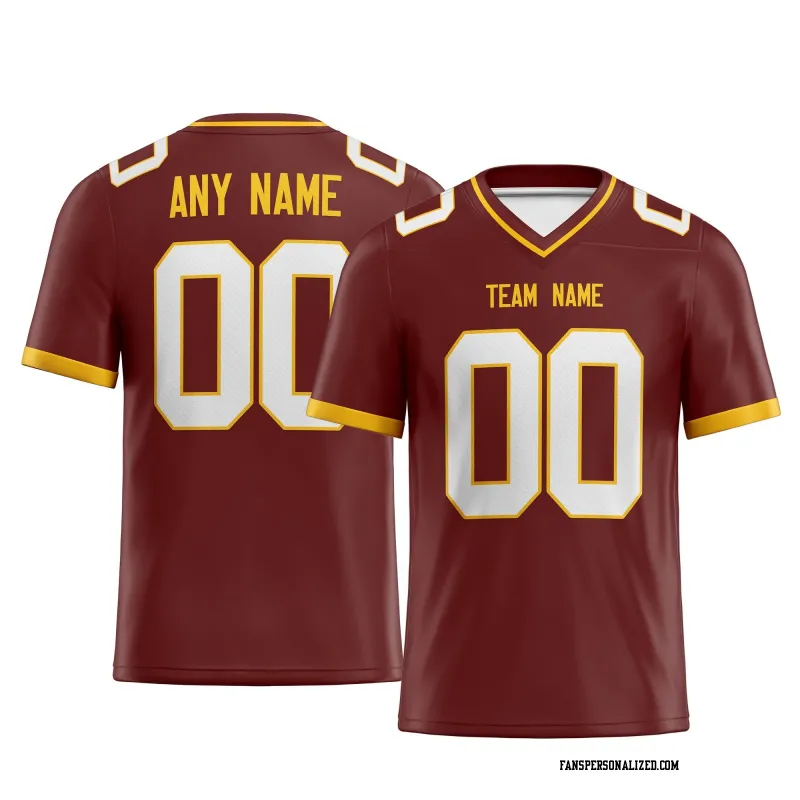 Printed Customized Burgundy White Yellow Football Jersey