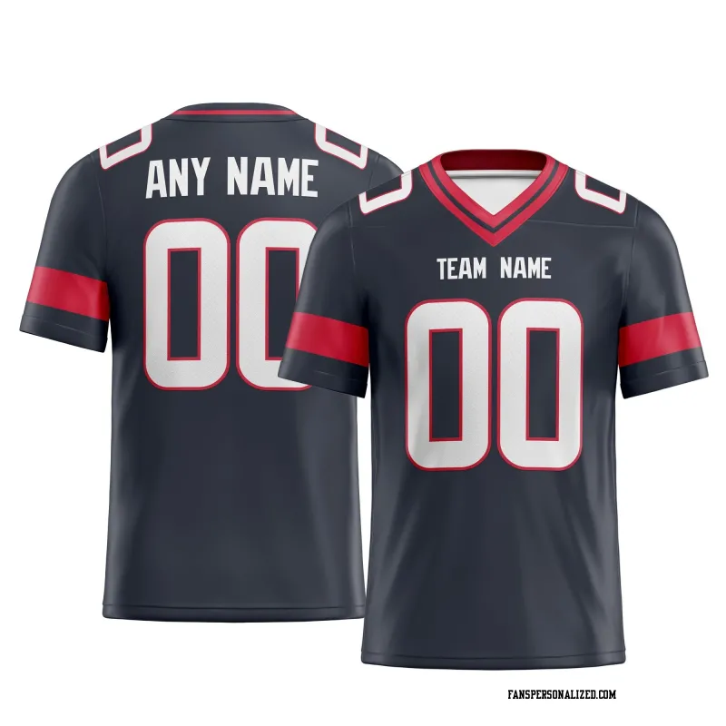 Printed Customized Navy White White Football Jersey