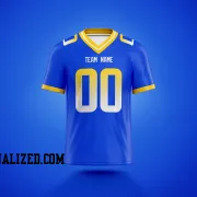 Printed Customized Royal Yellow White Football Jersey