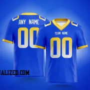 Printed Customized Royal Yellow White Football Jersey