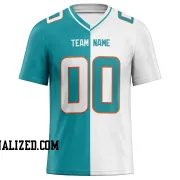 Printed Customized Split Aqua White White Football Jersey