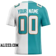 Printed Customized Split Aqua White White Football Jersey