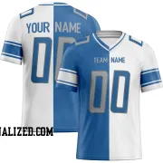 Printed Customized Split Blue White Gray Football Jersey