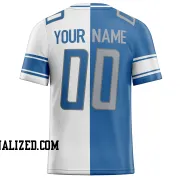 Printed Customized Split Blue White Gray Football Jersey