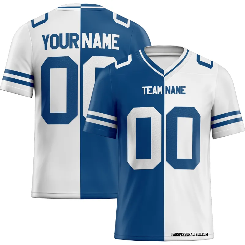 Printed Customized Split Blue White White Football Jersey
