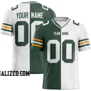 Printed Customized Split Green White White Football Jersey
