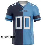 Printed Customized Split Navy Light Blue White Football Jersey