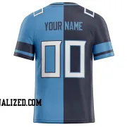 Printed Customized Split Navy Light Blue White Football Jersey