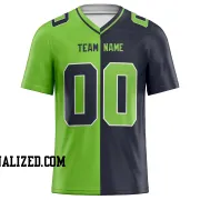 Printed Customized Split Neon Green Navy Navy Football Jersey