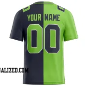 Printed Customized Split Neon Green Navy Navy Football Jersey
