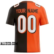 Printed Customized Split Orange Black White Football Jersey
