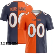 Printed Customized Split Orange Navy White Football Jersey