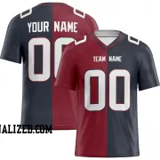 Printed Customized Split Red Navy White Football Jersey