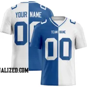 Printed Customized Split Royal White White Football Jersey