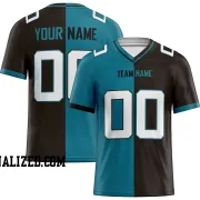 Printed Customized Split Teal Black White Football Jersey