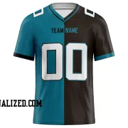 Printed Customized Split Teal Black White Football Jersey