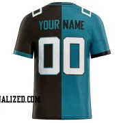 Printed Customized Split Teal Black White Football Jersey