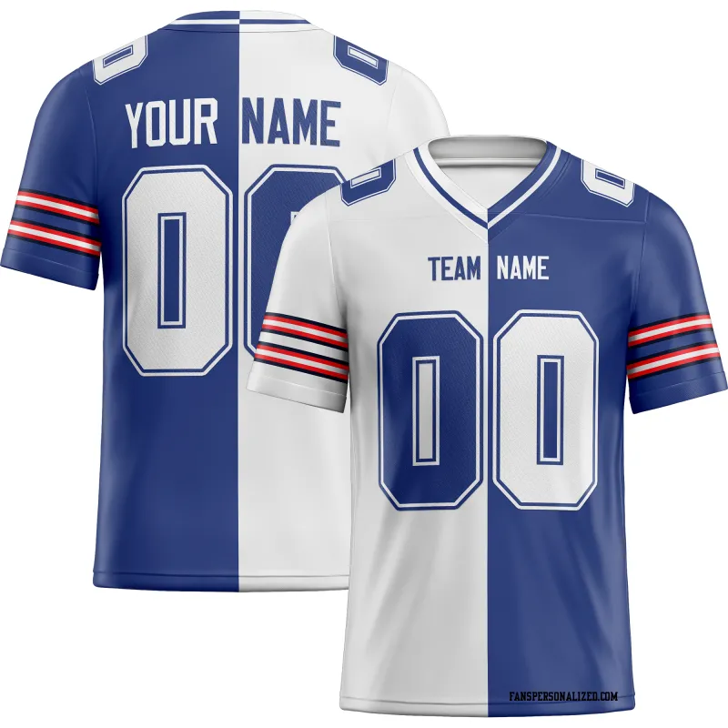 Printed Customized Split White Royal White Football Jersey