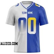 Printed Customized Split White Royal Yellow Football Jersey