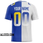 Printed Customized Split White Royal Yellow Football Jersey