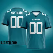 Printed Customized Teal White White Football Jersey