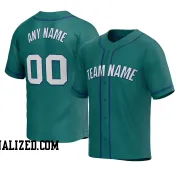 Stitched Customized Aqua White Royal Baseball Jersey