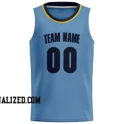 Stitched Customized Association Light Blue Black Black Basketball Jersey