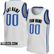 Stitched Customized Association White Blue Black Basketball Jersey