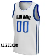 Stitched Customized Association White Blue Black Basketball Jersey