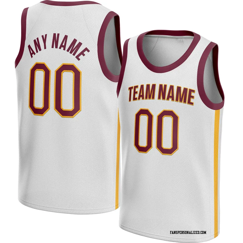 Stitched Customized Association White Red Red Basketball Jersey