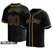 Stitched Customized Black Black Yellow Baseball Jersey