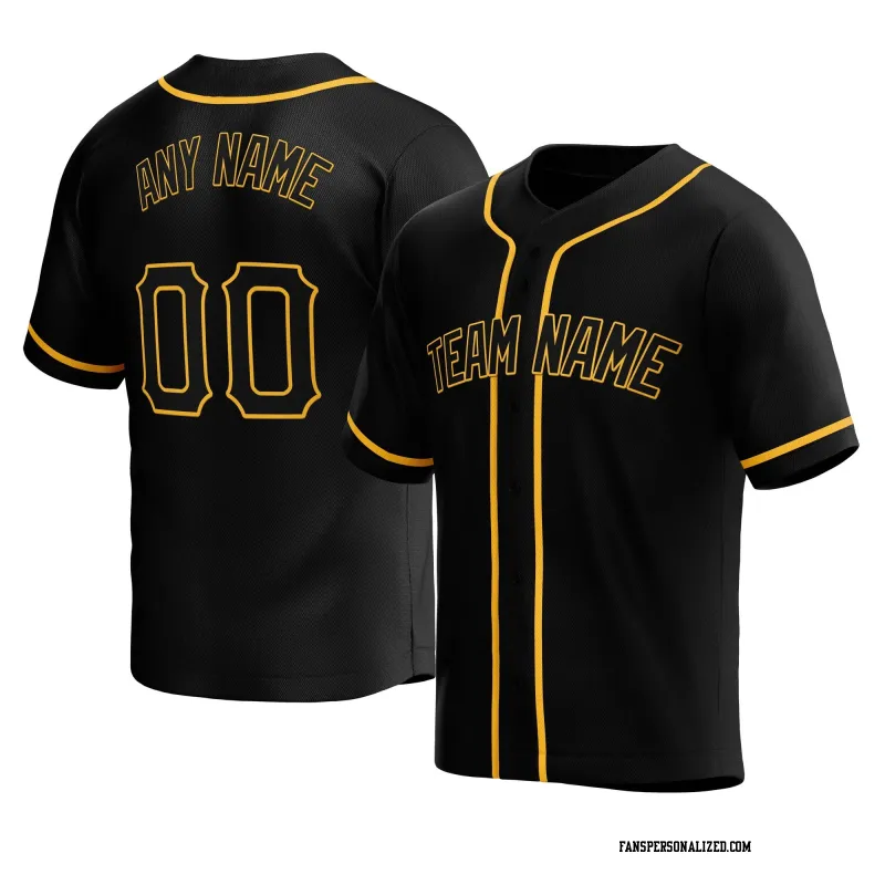 Stitched Customized Black Black Yellow Baseball Jersey