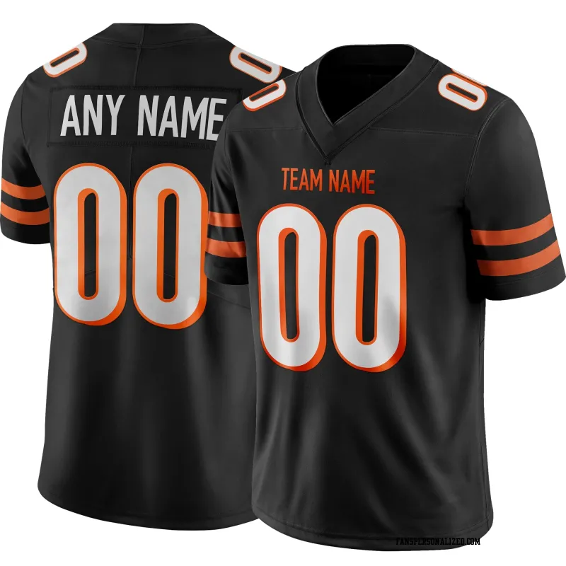 Stitched Customized Black White Orange Football Jersey