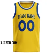 Stitched Customized Classic Yellow Blue Blue Basketball Jersey