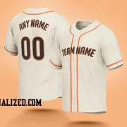 Stitched Customized Cream Black Orange Baseball Jersey