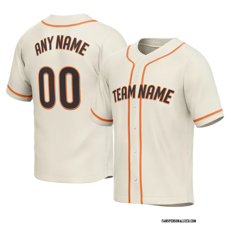 Stitched Customized Cream Black Orange Baseball Jersey