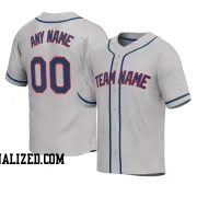 Stitched Customized Gray Navy Navy Baseball Jersey