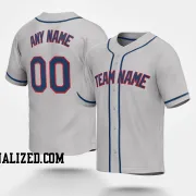 Stitched Customized Gray Navy Navy Baseball Jersey