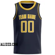 Stitched Customized Icon Navy Yellow Yellow Basketball Jersey