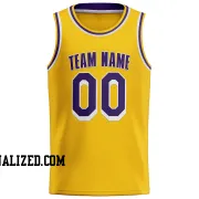 Stitched Customized Icon Yellow Purple Purple Basketball Jersey