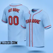 Stitched Customized Light Blue Red Red Baseball Jersey