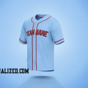 Stitched Customized Light Blue Red Red Baseball Jersey