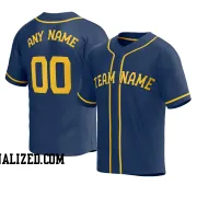 Stitched Customized Navy Yellow Yellow Baseball Jersey