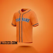 Stitched Customized Orange Blue Blue Baseball Jersey
