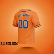 Stitched Customized Orange Blue Blue Baseball Jersey