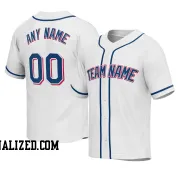 Stitched Customized White Blue Blue Baseball Jersey