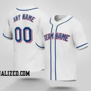 Stitched Customized White Blue Blue Baseball Jersey