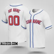 Stitched Customized White Red Blue Baseball Jersey